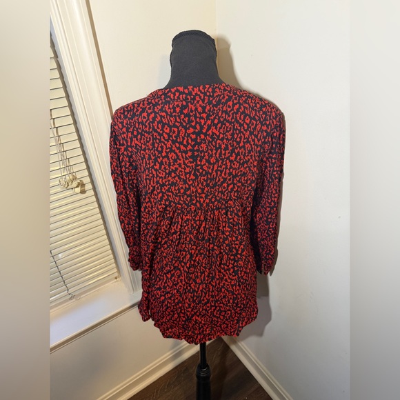 Zara Woman Premium Collection Red Cheetah Print Shirt Blouse Small - Picture 7 of 9
